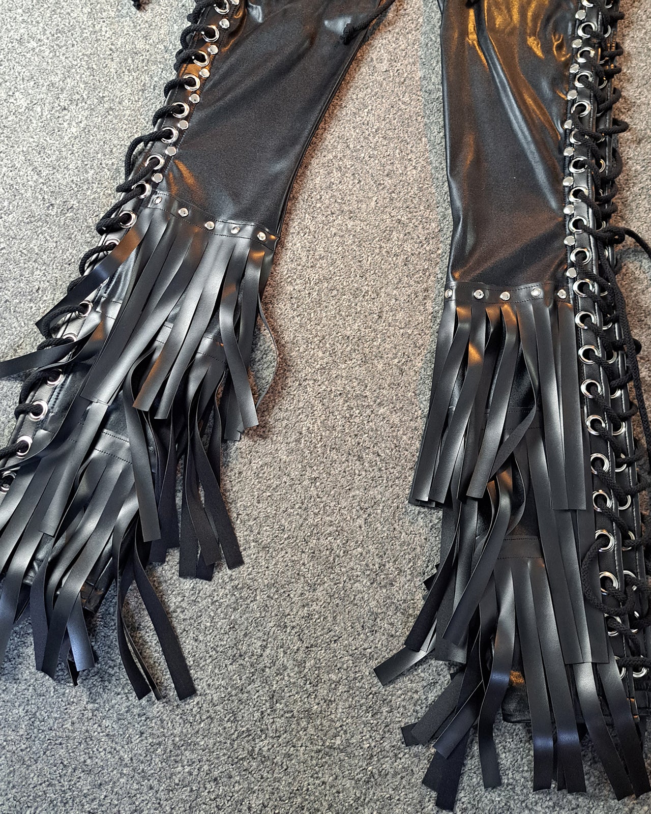 Men’s Low Waisted Lace up Fringe Skinnies (Size S)