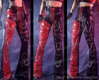 #21 High Waisted Red & Black Collage Flares