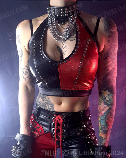 #22 Stretch Red & Black Chains & Peephole Halter-Neck (04-24-11-1-22)