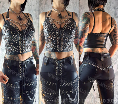 Black Studs & Stitches Chunky Chain Gothic Bustier #2