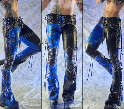 #2 Black & Blue Lace up Star Boot Cut Pants
