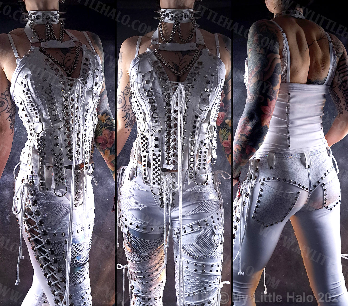 White Buckle Strap Heavy Metal Bustier #2