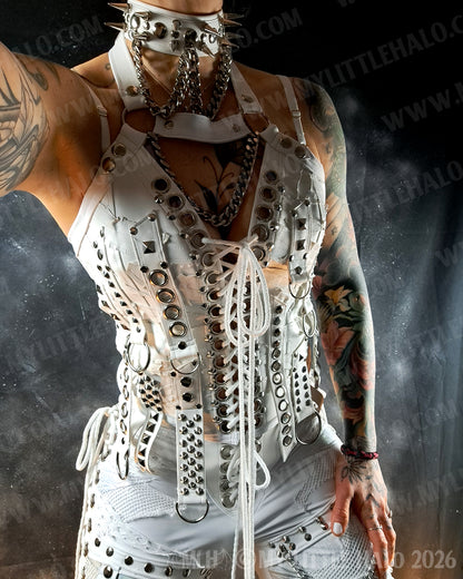 White Buckle Strap Heavy Metal Bustier #2