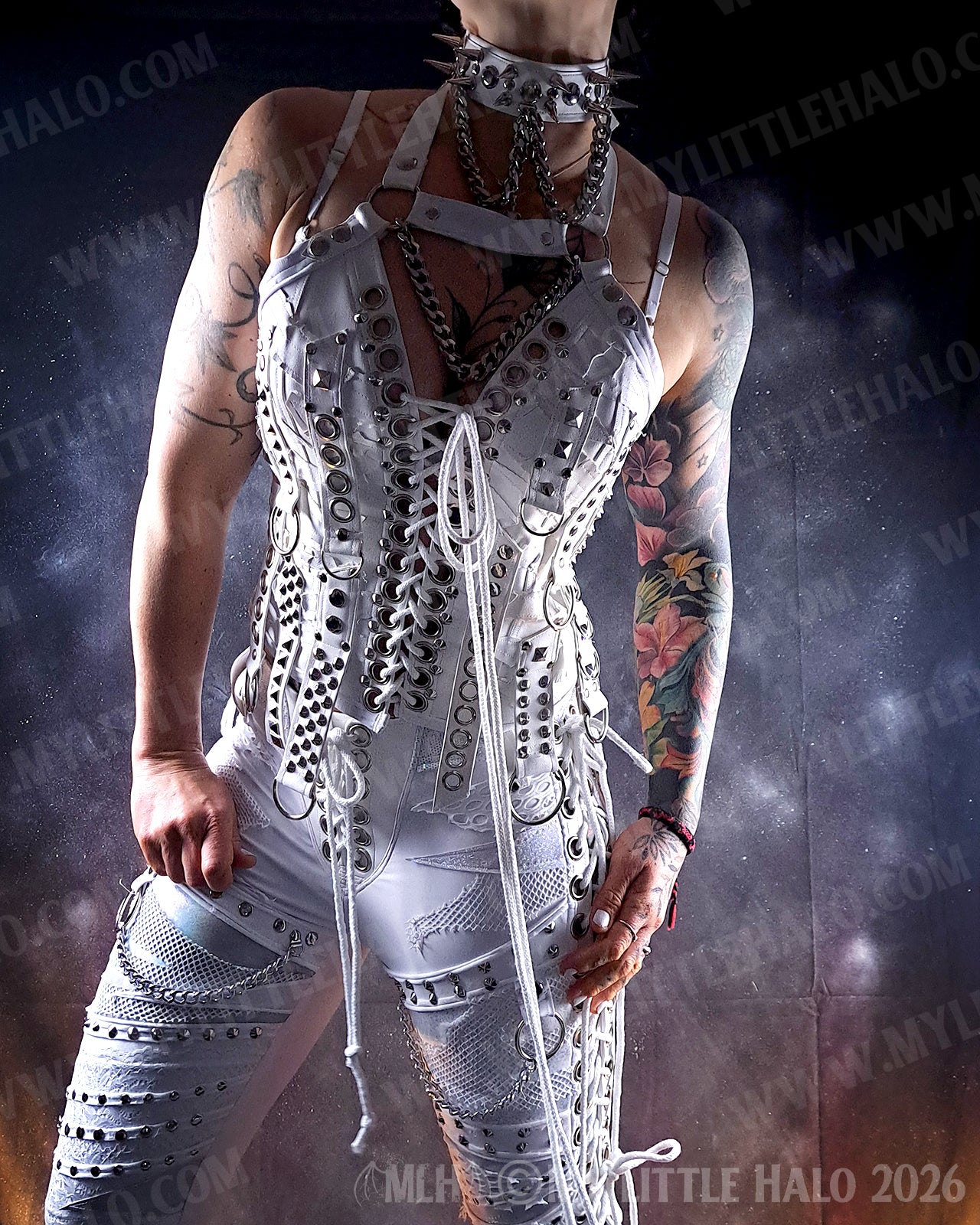 White Buckle Strap Heavy Metal Bustier #2