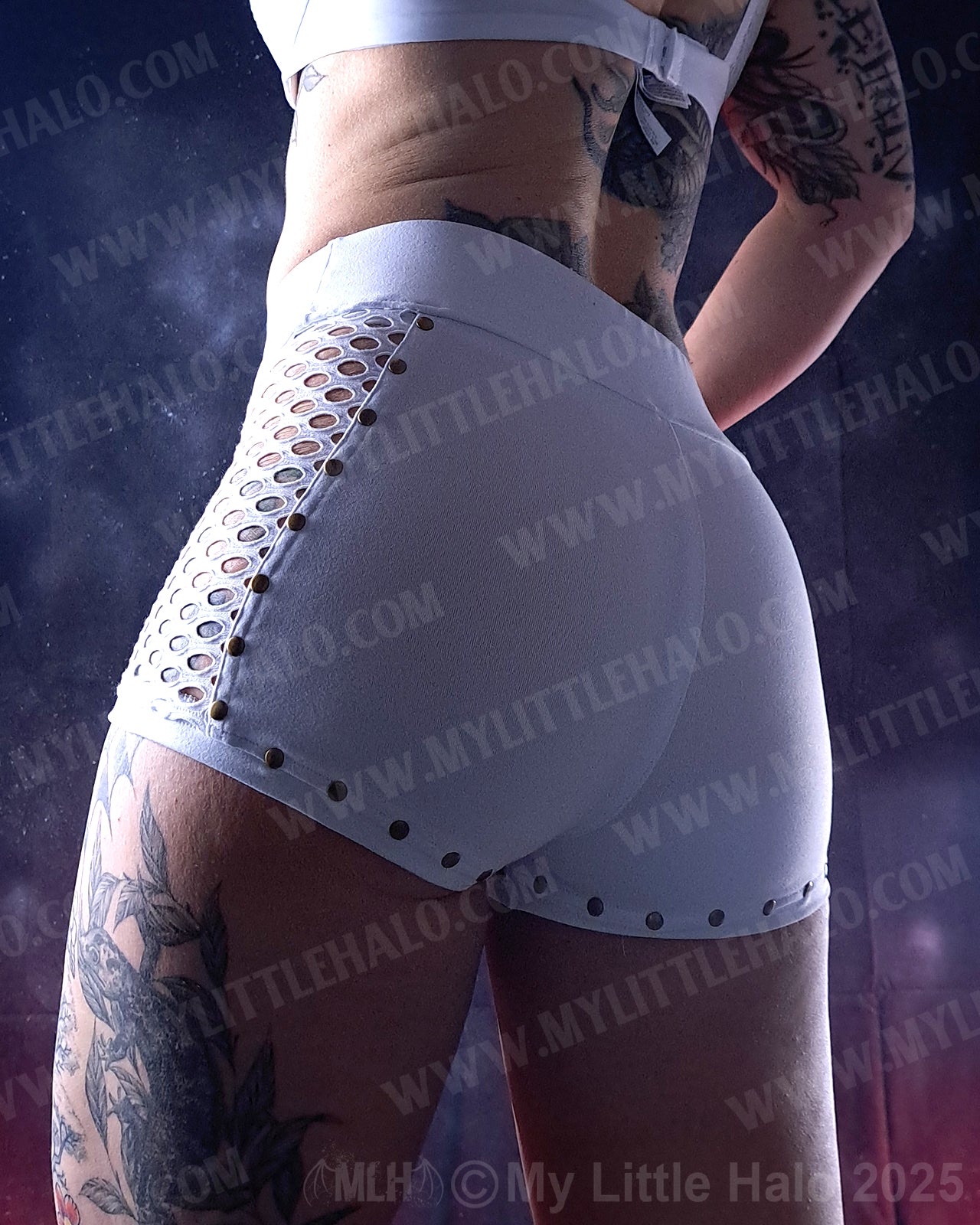 White Fishnet Shorts (Size S)