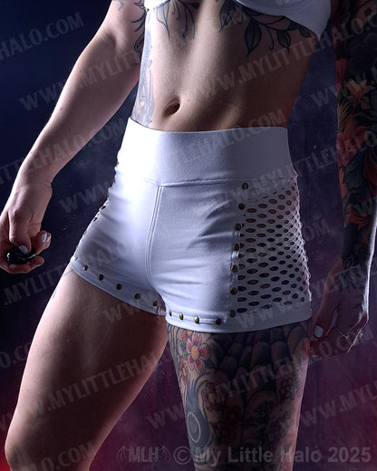 White Fishnet Shorts (Size S)