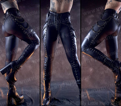 #3 High Waisted Gunmetal Matte & Wet Look Chain Pants