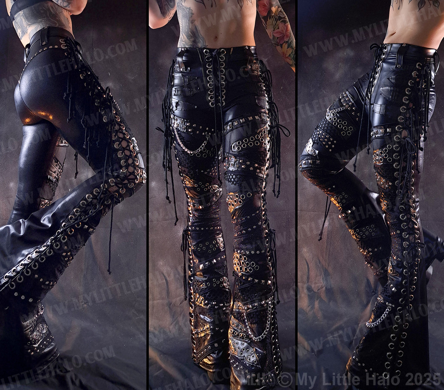 #3 High Waisted Lace up Gothic Collage Flares
