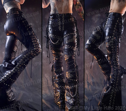 #3 High Waisted Lace up Gothic Collage Flares