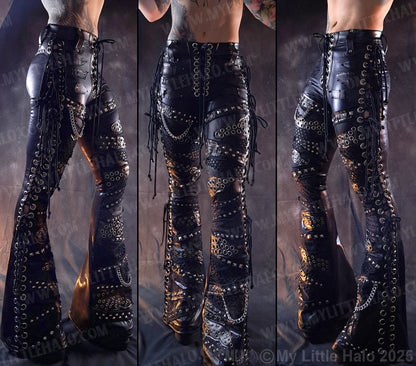 #3 High Waisted Lace up Gothic Collage Flares