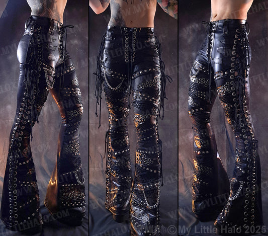 #3 High Waisted Lace up Gothic Collage Flares