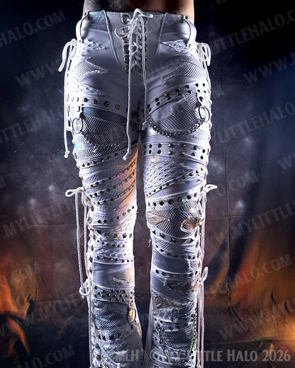 Laced Up White Collage Bootcut Pants #3
