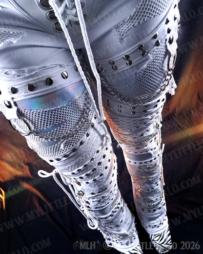 Laced Up White Collage Bootcut Pants #3