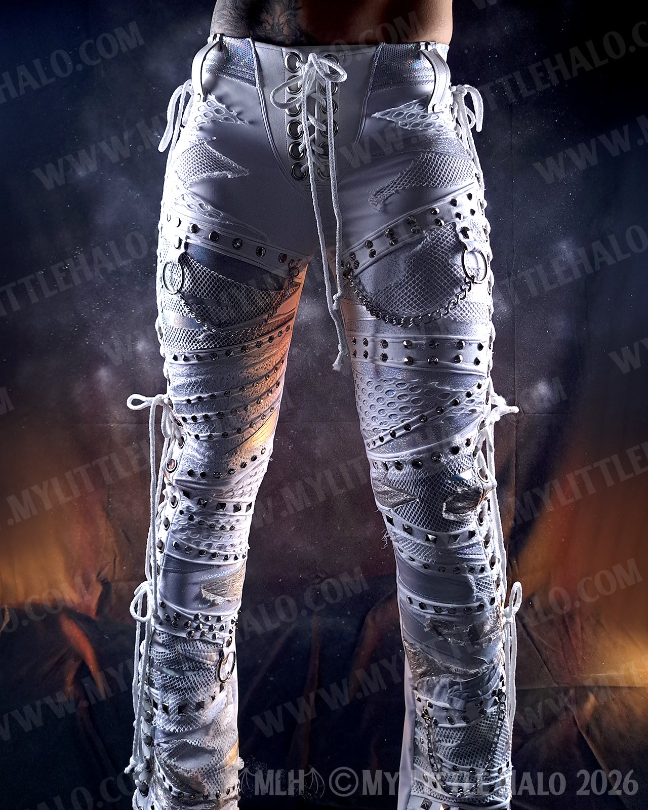 Laced Up White Collage Bootcut Pants #3