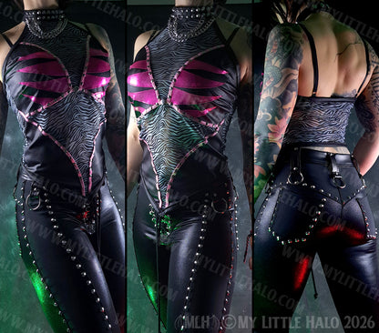Pink/Black & Zebra Mesh Halter (Size S/M)