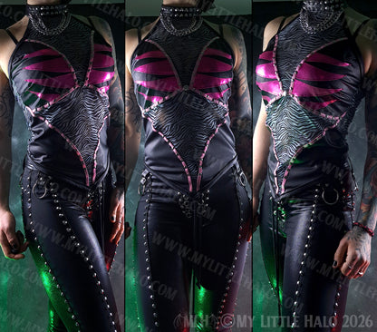 Pink/Black & Zebra Mesh Halter (Size S/M)