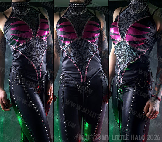 Pink/Black & Zebra Mesh Halter (Size S/M)