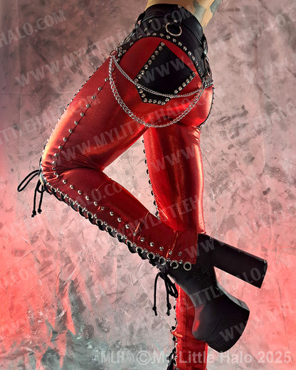  #3 Red & Black Front Lace up Pants