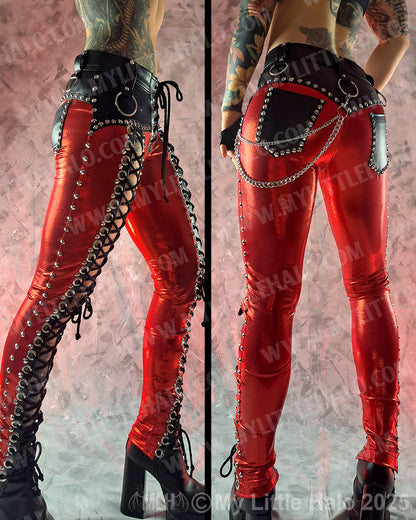  #3 Red & Black Front Lace up Pants