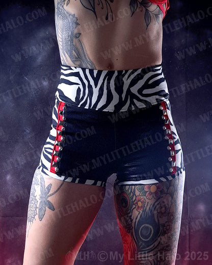 #3 Red, Black & Zebra Print High Waist Hotpants
