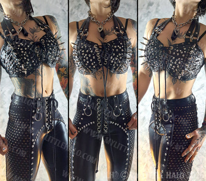 Spiked & Studded Black Heavy Metal Halter Bralette #3