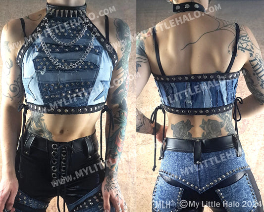 #3 High Neck Spikes & Stars Crop Top (02-24-01-00-21)