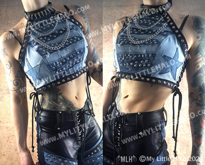 #3 High Neck Spikes & Stars Crop Top (02-24-01-00-21)