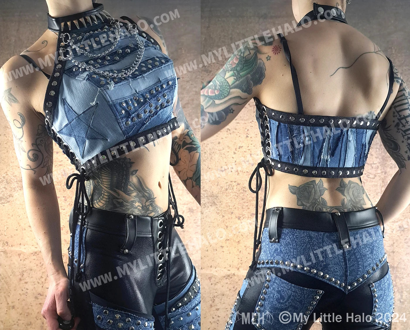 #3 High Neck Spikes & Stars Crop Top (02-24-01-00-21)