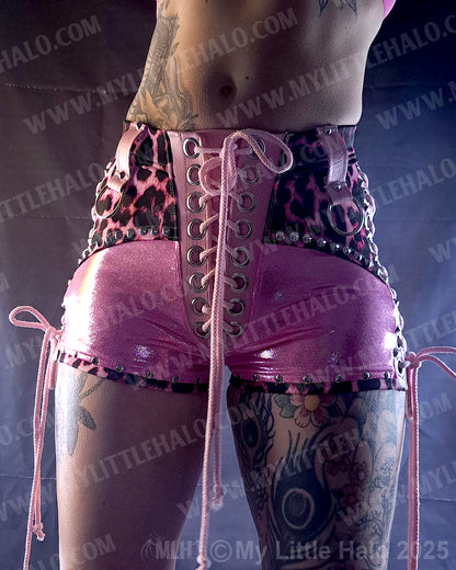 #3 Pink Candy & Leopard Lace up Shorts (06-25-01-1-03)