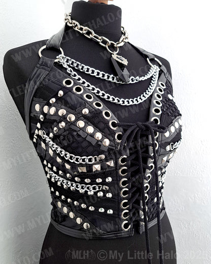 #4 Black & Silver Rivet Bustier