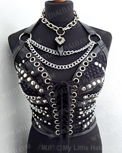 #4 Black & Silver Rivet Bustier