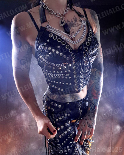 #4 Black & Silver Rivet Bustier