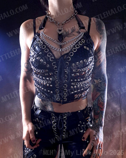#4 Black & Silver Rivet Bustier
