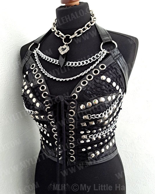 #4 Black & Silver Rivet Bustier
