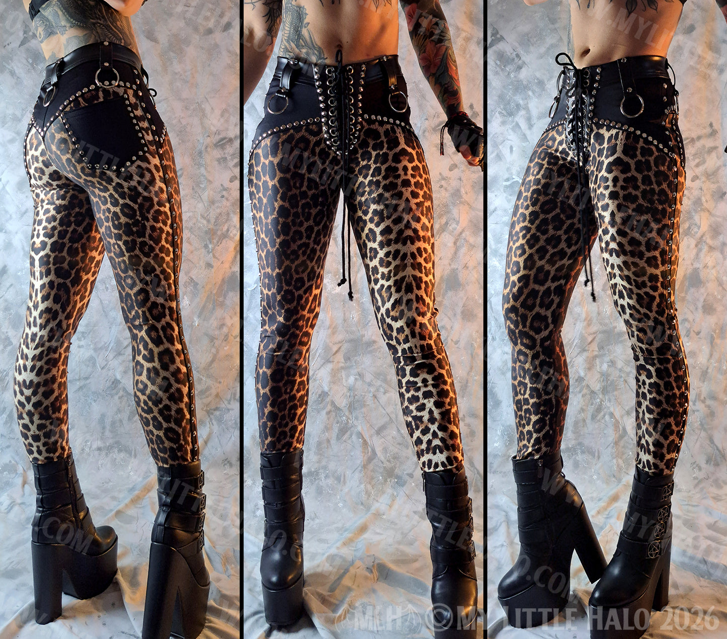 Leopard Print Spandex Skinny Leg Pants #4