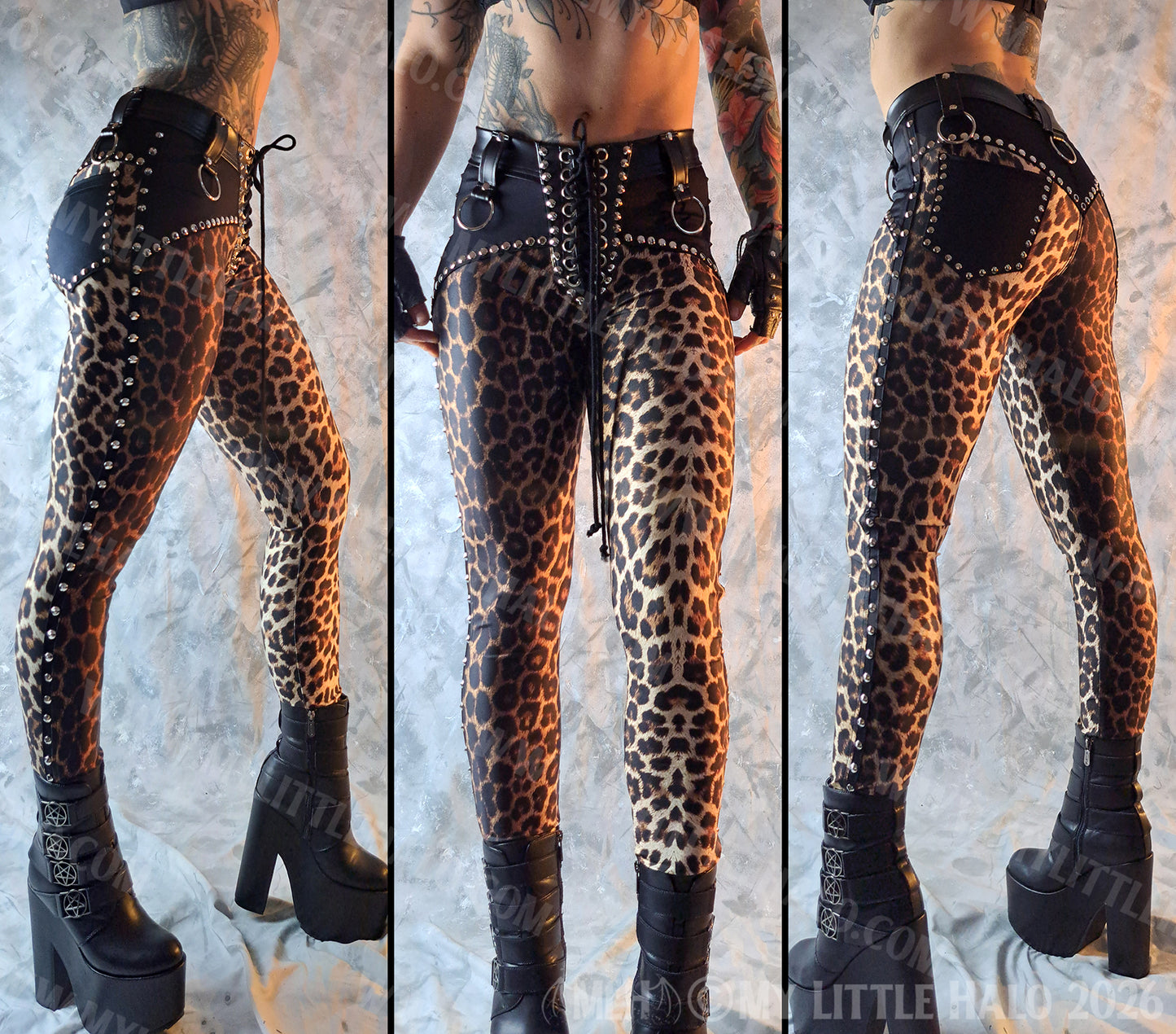 Leopard Print Spandex Skinny Leg Pants #4