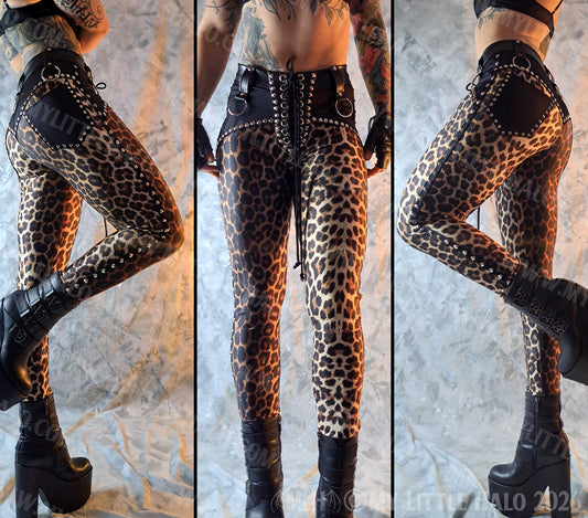 Leopard Print Spandex Skinny Leg Pants #4