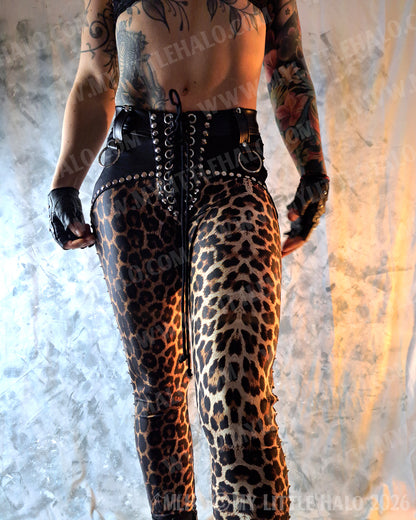 Leopard Print Spandex Skinny Leg Pants #4