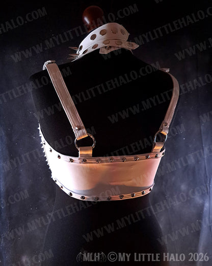 Spiked White Faux Leather Bralette #4