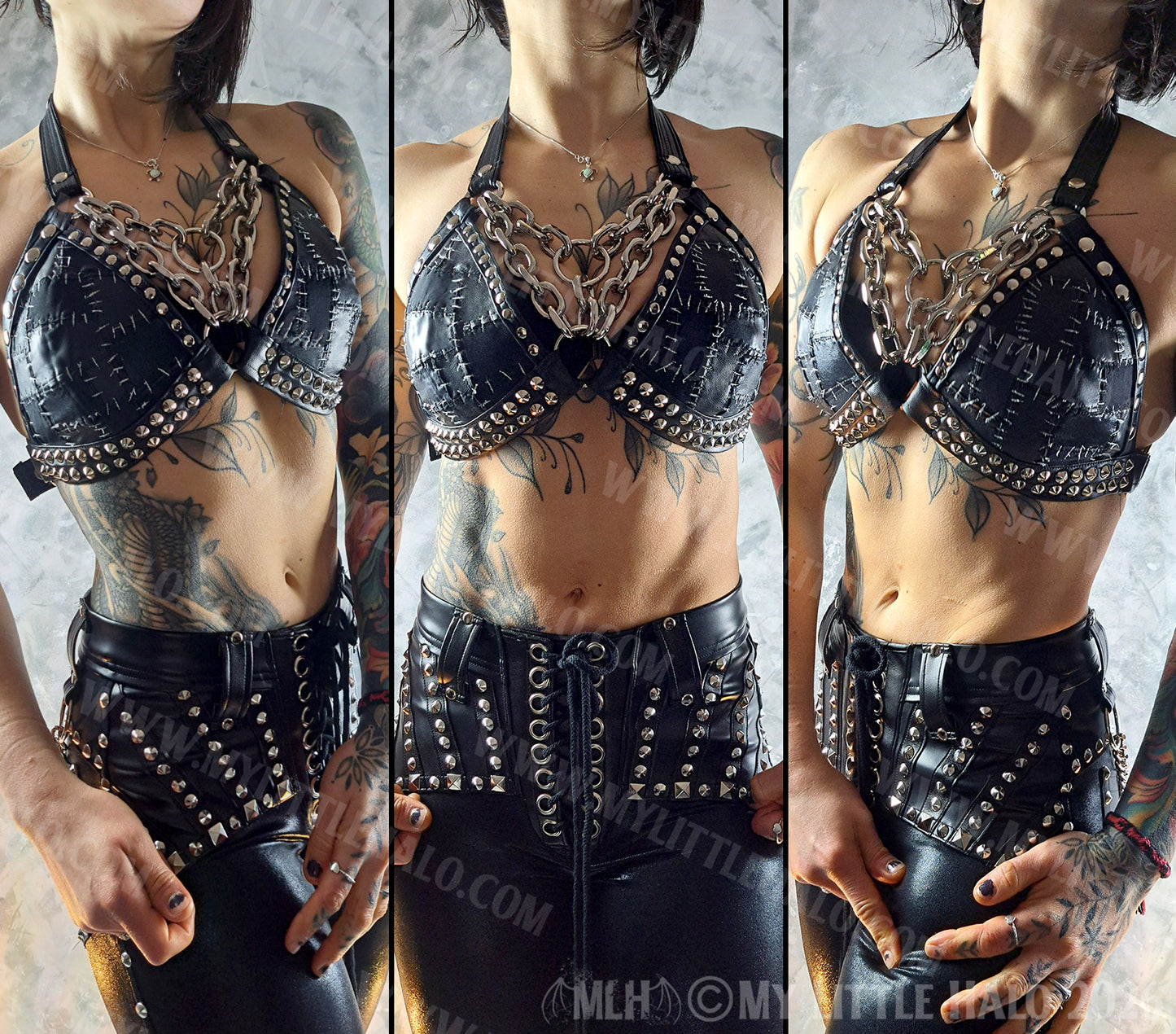 Stitches & Chains Black Bikini Top #4