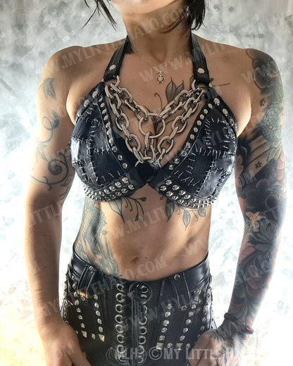 Stitches & Chains Black Bikini Top #4
