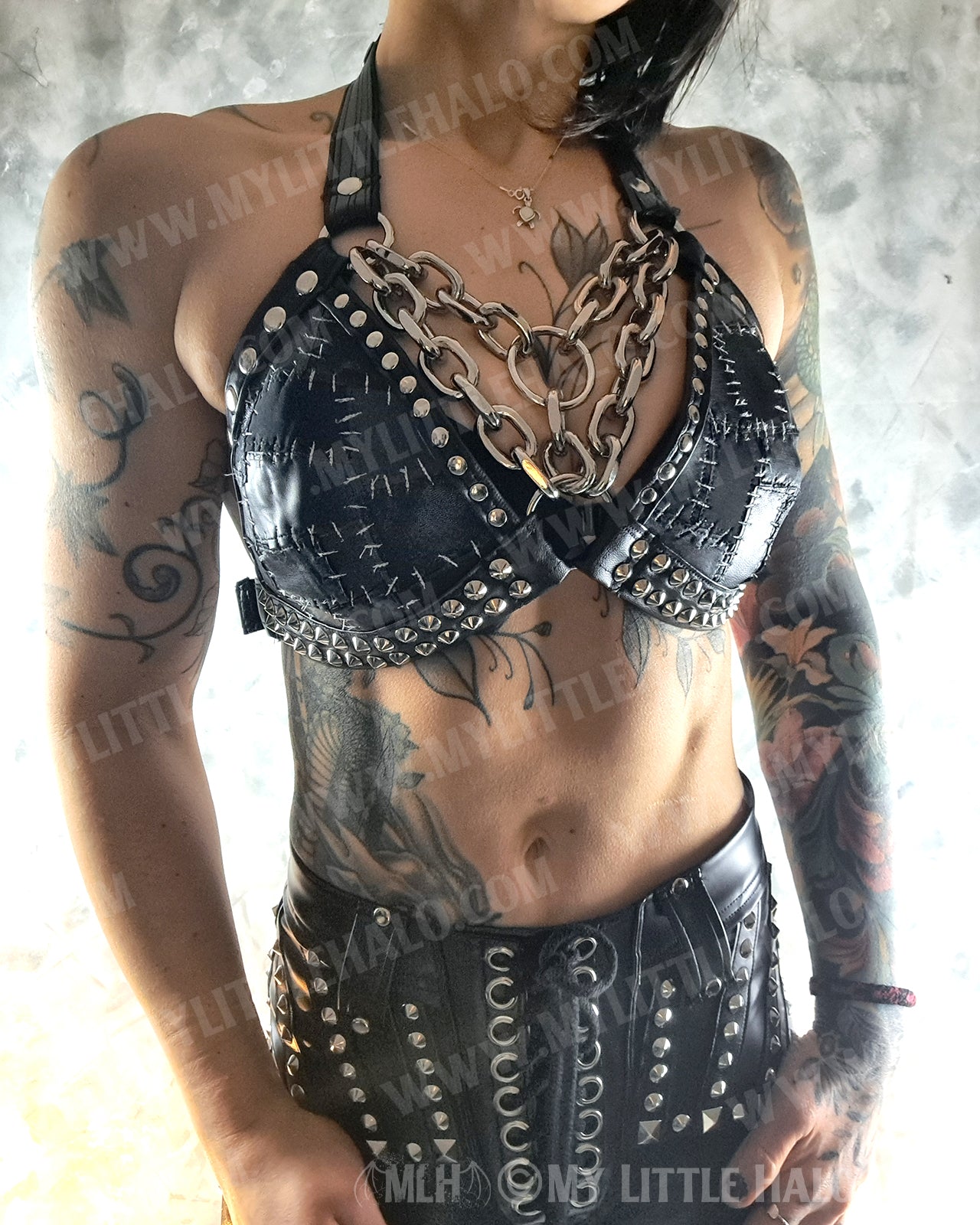 Stitches & Chains Black Bikini Top #4
