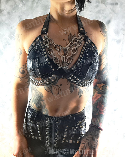 Stitches & Chains Black Bikini Top #4