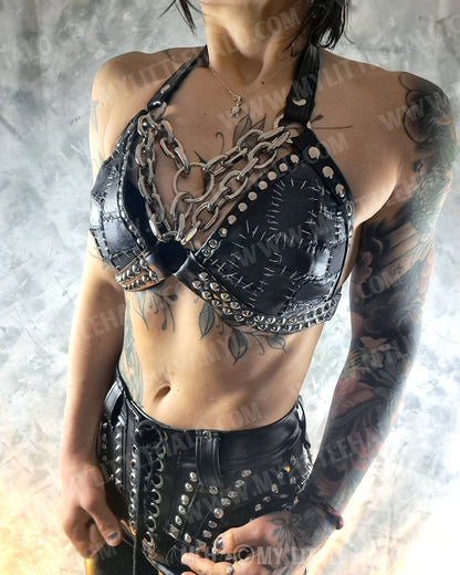 Stitches & Chains Black Bikini Top #4
