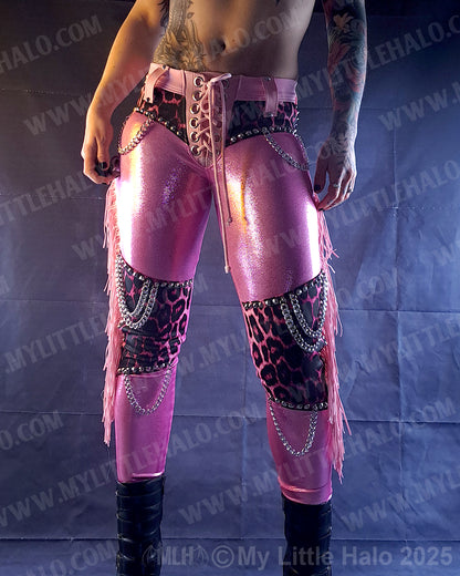 #4 Pink Candy & Leopard Fringed Chain Skinnies (03-25-01-1-04)