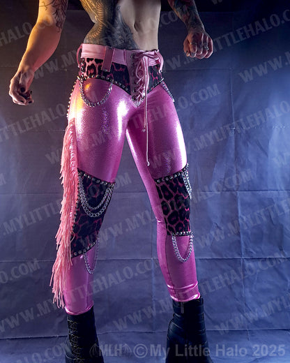 #4 Pink Candy & Leopard Fringed Chain Skinnies (03-25-01-1-04)