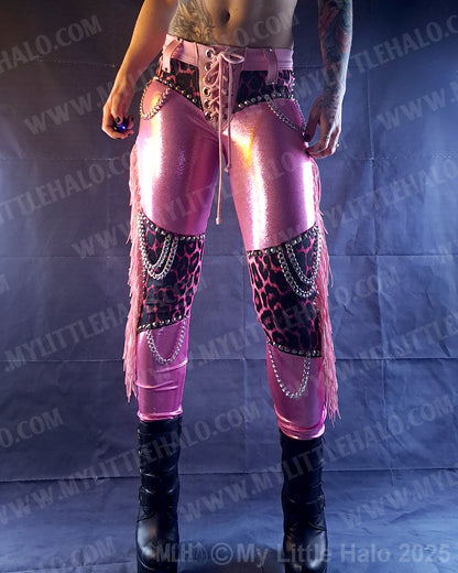 #4 Pink Candy & Leopard Fringed Chain Skinnies (03-25-01-1-04)