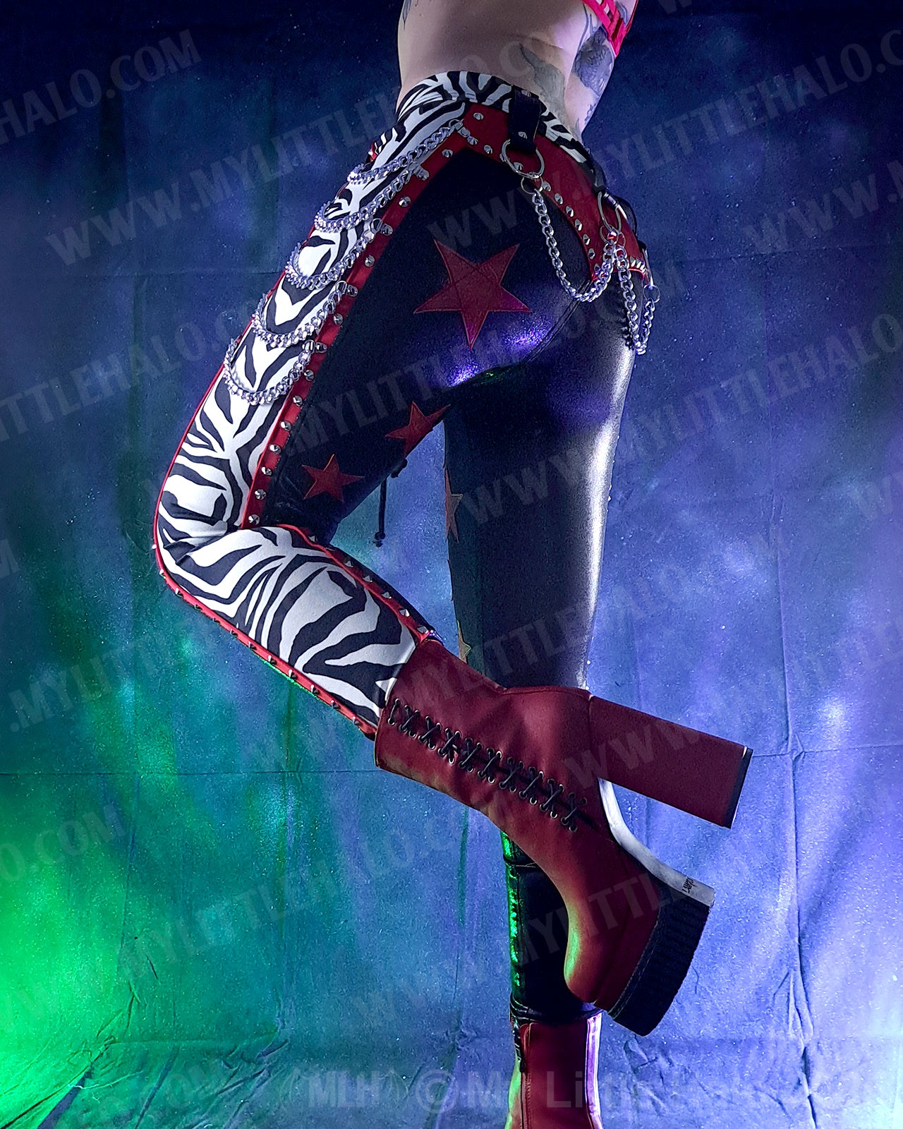 #5 Red, Black & Zebra Print Star & Chain Skinnies