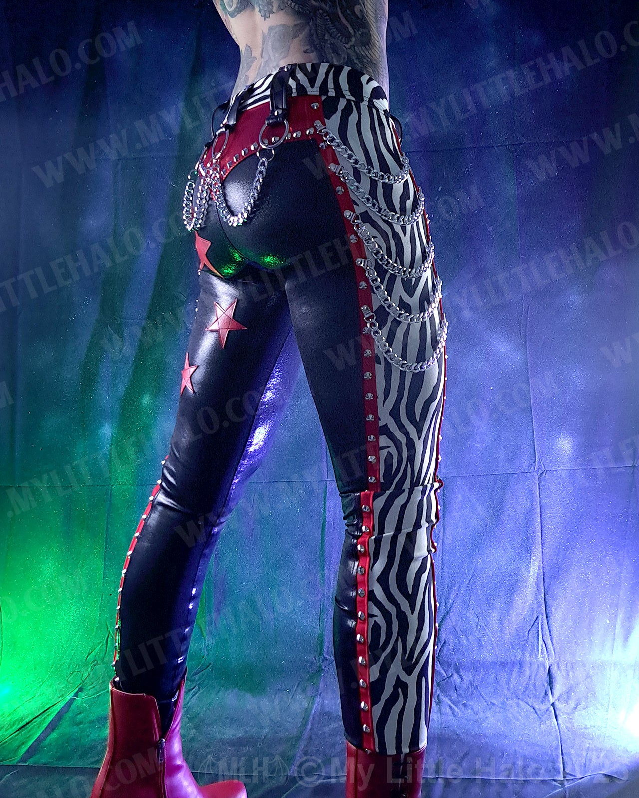 #5 Red, Black & Zebra Print Star & Chain Skinnies
