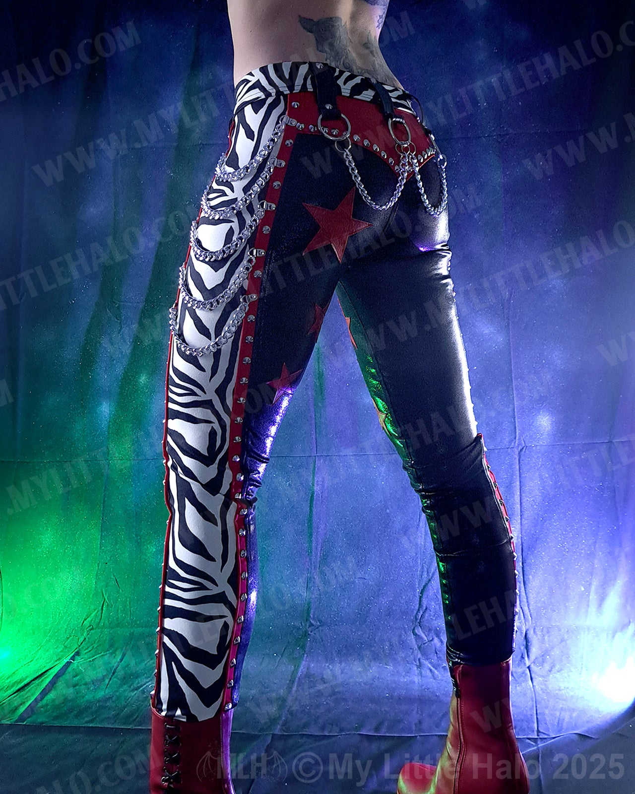 #5 Red, Black & Zebra Print Star & Chain Skinnies